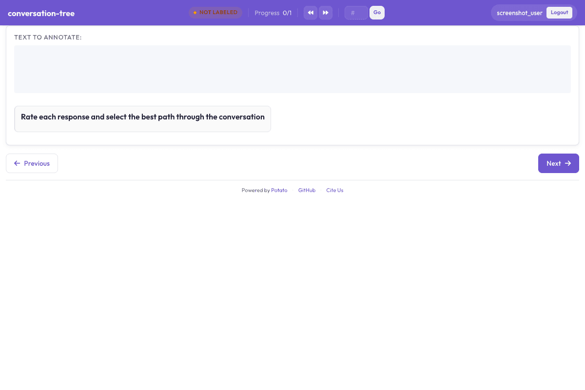 Conversation Tree annotation interface preview