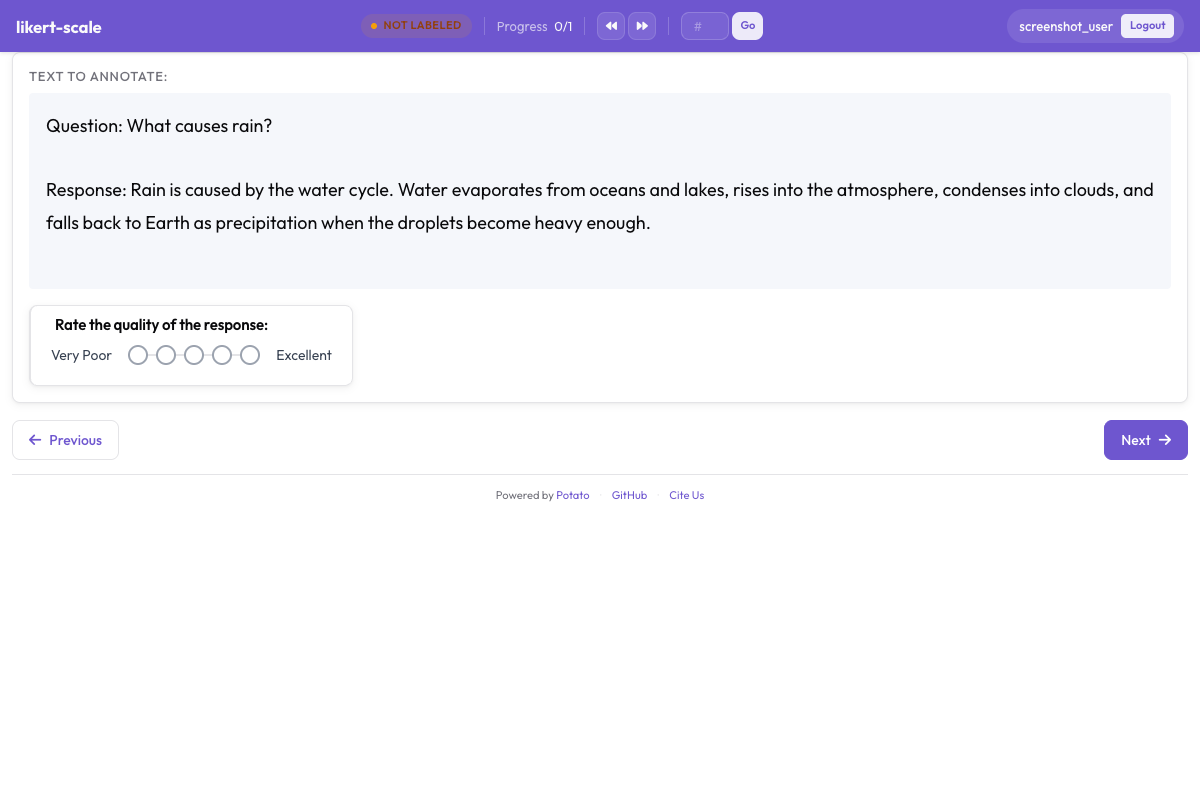 Multi-criteria rating interface